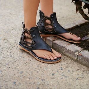Baske X Free People California Nomad Brown Leather Gladiator Sandals Size 7.5